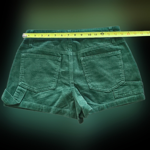 Green Corduroy Women's Shorts - Picture 3 of 7